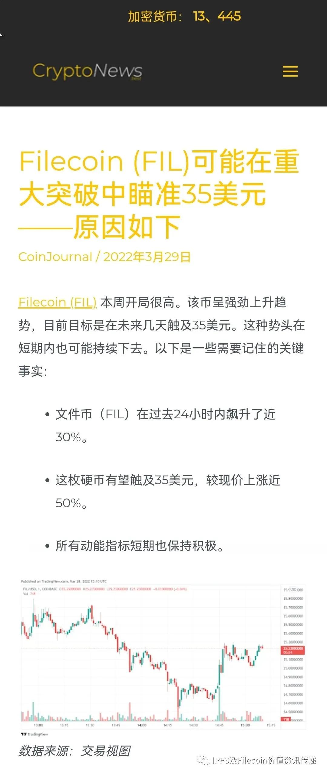 国际：FIL扭转了下跌趋势；在非洲，火起来！美国等人士分析FIL