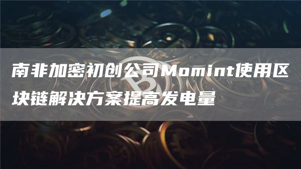 南非加密初创公司Momint使用区块链解决方案提高发电量1